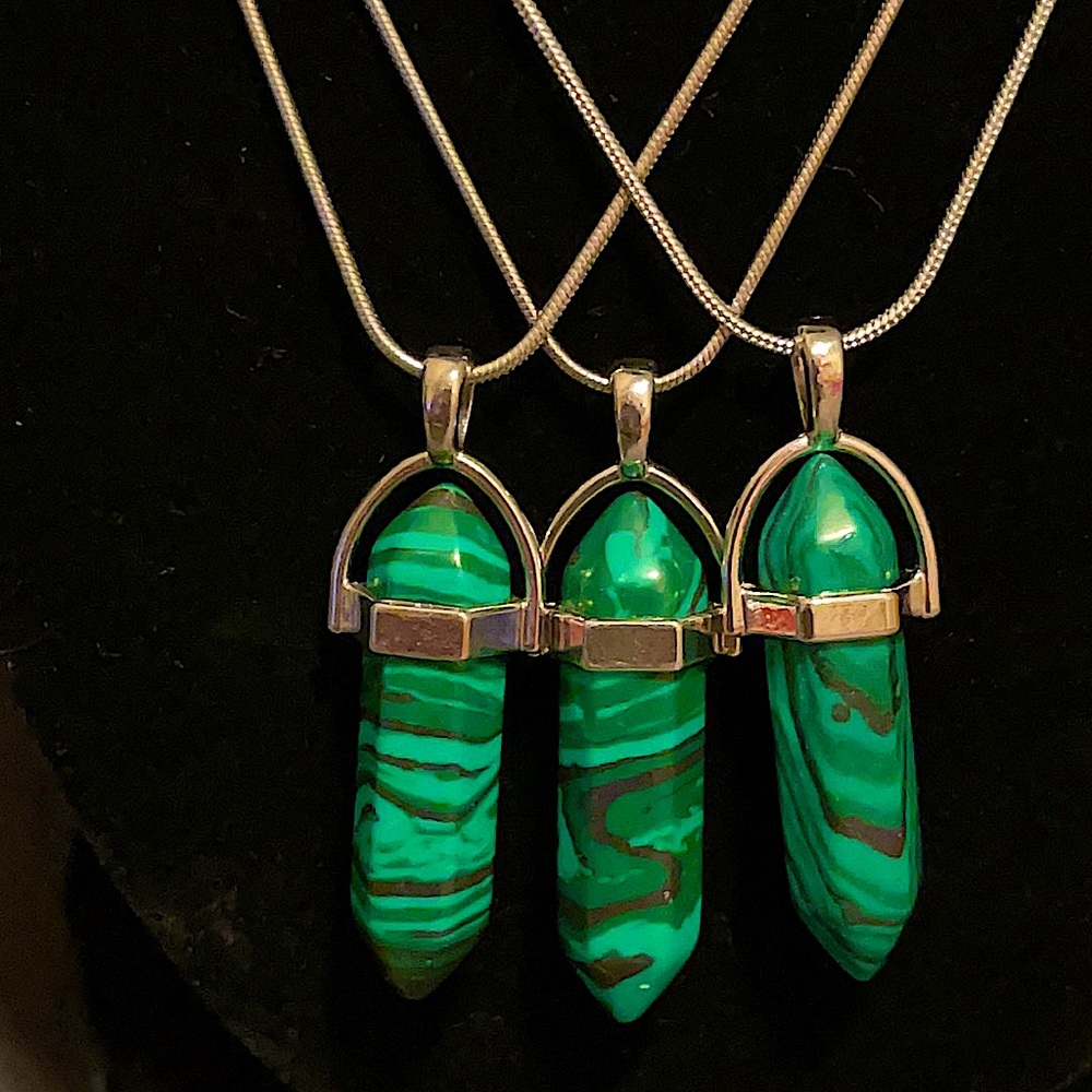 Amazing Lab Created Malachite Bullet w/ chain